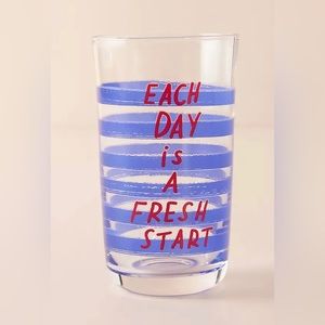 Anthropologie striped each day is a fresh start glass new cute!!